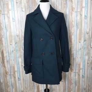 Massimo dutti wool pea coat teal